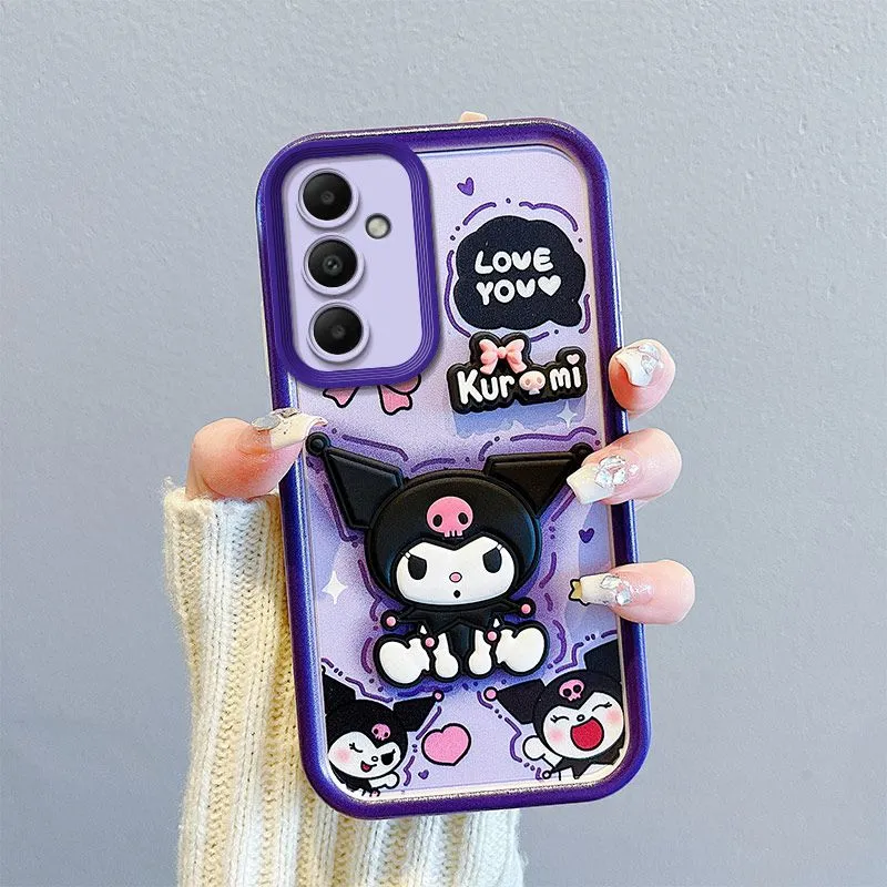 Cute 3D Cartoon Phone Case for Samsung Galaxy A37 A56 A36 A55 A54 A53 A52 A51 A50 A50S  A35 A25 A24 A23 A20 A16 A15 A12 A13 A14 with Lanyard, Soft TPU Shockproof Protective Cover with Wrist Strap