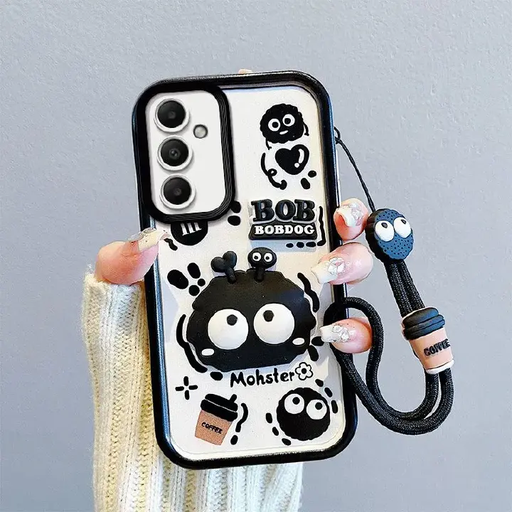 Cute 3D Cartoon Phone Case for Samsung Galaxy A37 A56 A36 A55 A54 A53 A52 A51 A50 A50S  A35 A25 A24 A23 A20 A16 A15 A12 A13 A14 with Lanyard, Soft TPU Shockproof Protective Cover with Wrist Strap