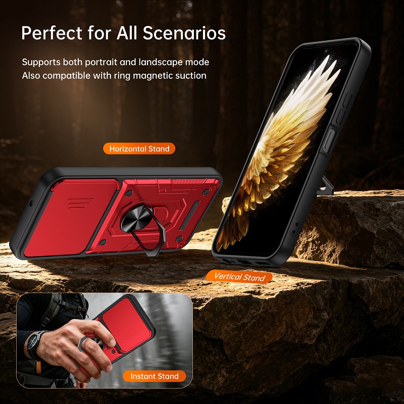 Luxury Slide Camera Lens Case Protective Cover for Tecno Spark 40 Pro+/Plus 4G Magnetic Kickstand Phone Case