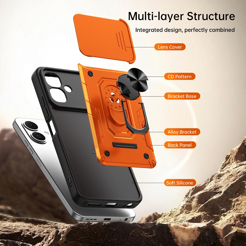 Luxury Slide Camera Lens Case Protective Cover for Infinix Smart 20 Magnetic Kickstand Phone Case