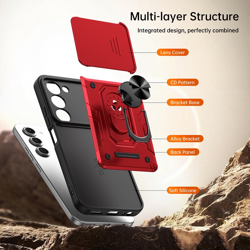 Luxury Slide Camera Lens Case Protective Cover for Tecno Spark 40 Pro+/Plus 4G Magnetic Kickstand Phone Case