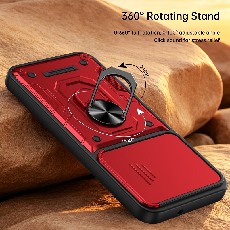 Luxury Slide Camera Lens Case Protective Cover for Tecno Spark 40 Pro+/Plus 4G Magnetic Kickstand Phone Case