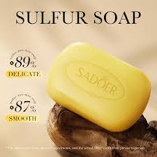 SADOER Sulfur Soap Mite Removal Soap, for Gentle Cleaning, Remove Acne and Smooth Skin