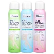 Dis Hair Removal Spray Foam Bottles, Available in Various Scents Like Lemon & Argan, Aloe Vera, and Rose.