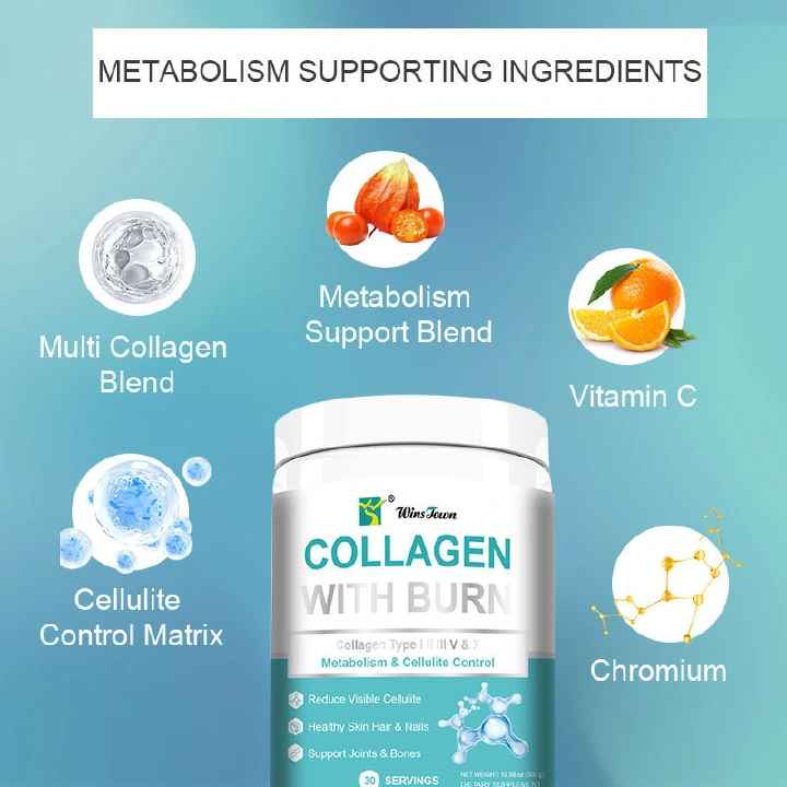 Collagen with Burn Multi Collagen Powder with Fat-Burning Support Types I, II, III, V, X + Hyaluronic Acid
