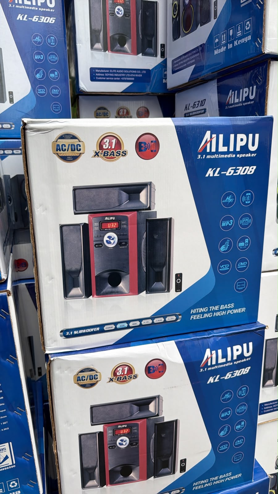 AILIPU KL-6308 3.1 Channel Multimedia Speaker System with Bluetooth, FM Radio, and Remote Control