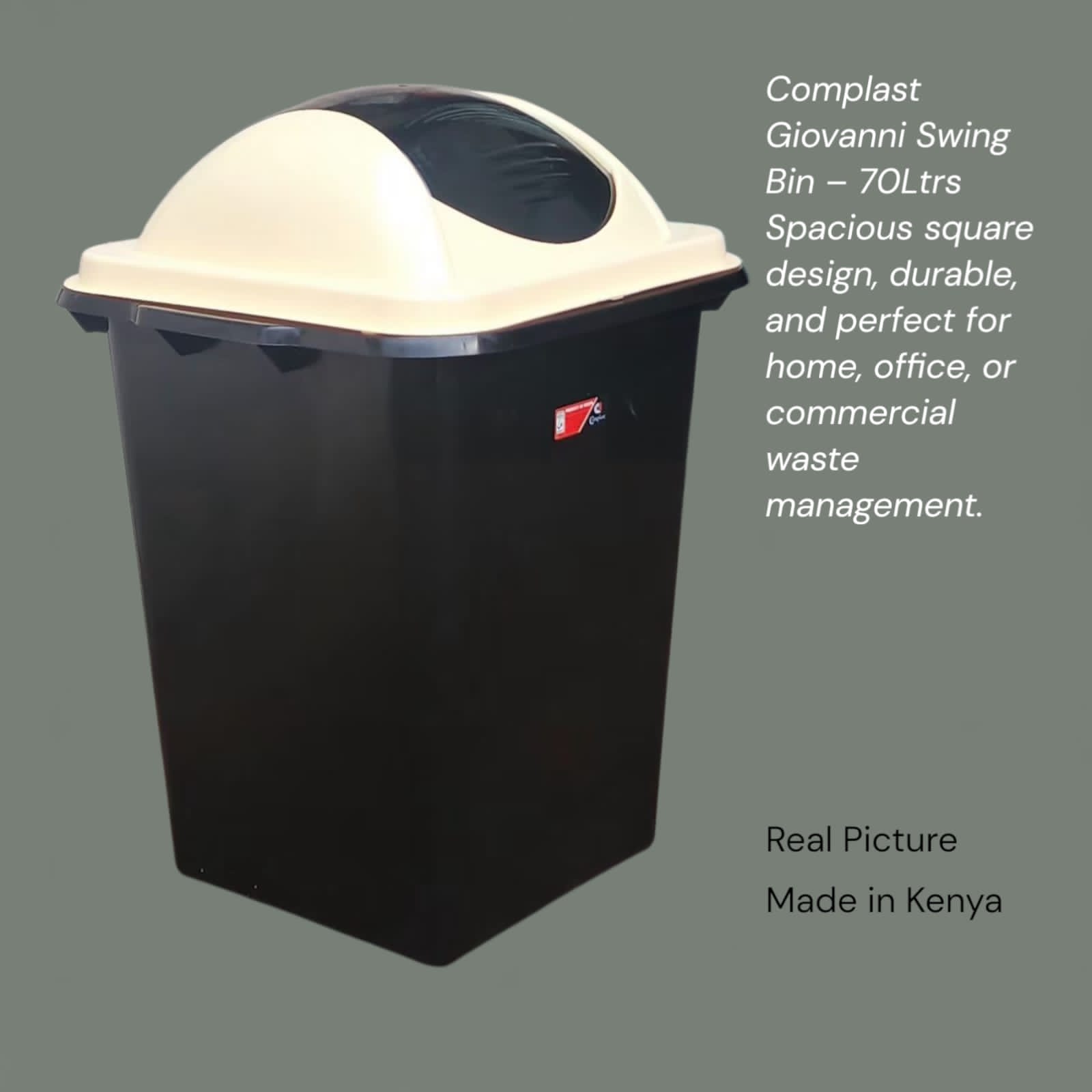 💥 Price Drop 💥 COMPLAST Giovanni Swing Bin – Durable Plastic Waste Bin with Lid, Large Capacity, Modern Design