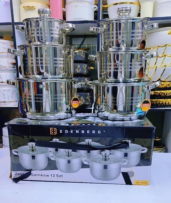 🥘 Edenberg 12-Piece Premium Stainless Steel Cookware Set | Timeless Quality & Performance ✨