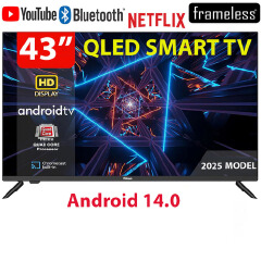 [ SPECIAL OFFER!!! ] VITRON 43 inch Smart TV QLED HTC4300QFS,BLUETOOTH-ENABLED,FRAMELESS ,FRAMELESS Smart Android 14.0 TV ,DECODER-INBUILT,Netflix,Youtube,Playstore +8 FREE EXTRA GIFTS