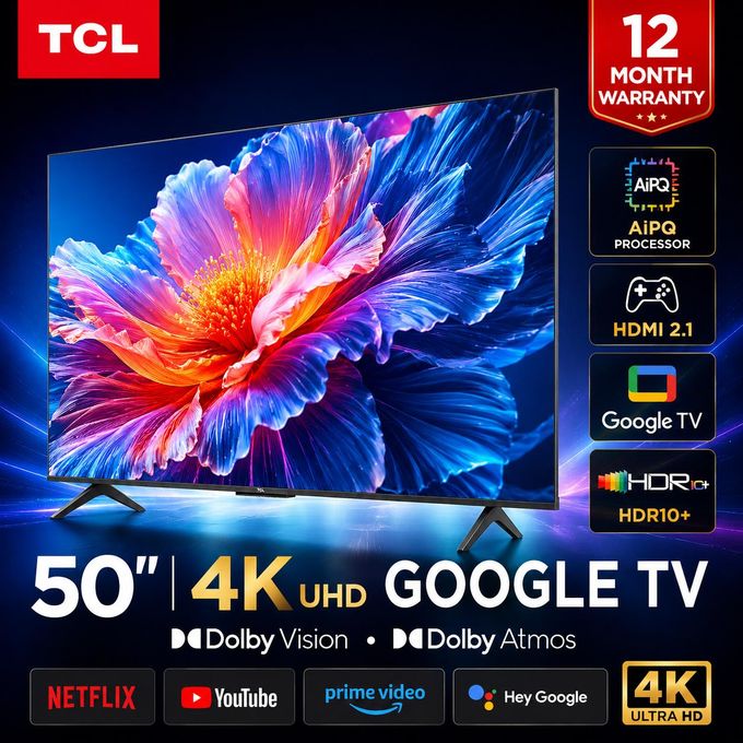 TCL 50V6D Smart TV 50 Inch, 4K UHD HDR Display, Google TV Platform, Voice Control, Dolby Vision Atmos, Game Accelerator Technology+FREE TILT WALL BRACKET+TV GUARD(1YR WRTY)