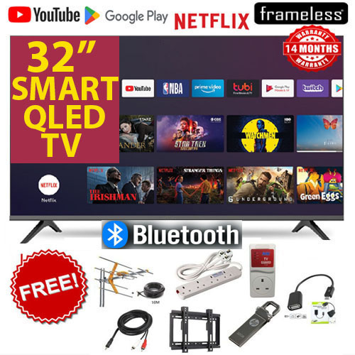[2026 MODEL] VITRON HTC3288QS,32" inch QLED TV Frameless BLUEOOTH ENABLED Television Smart Android TV and Digital TV, Netflix, YouTube, WIFI Connectivity (14 MONTHS WARRANTY)+FREE 8 GIFTS