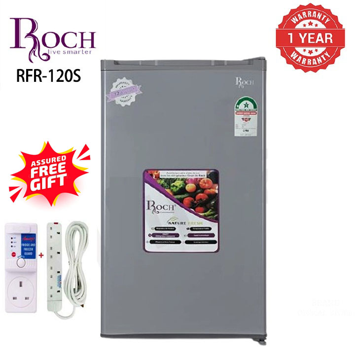 Roch 93L Single Door Refrigerator – Silver Mini Fridge with Energy Efficient Cooling, Low Noise+FREE GIFTS
