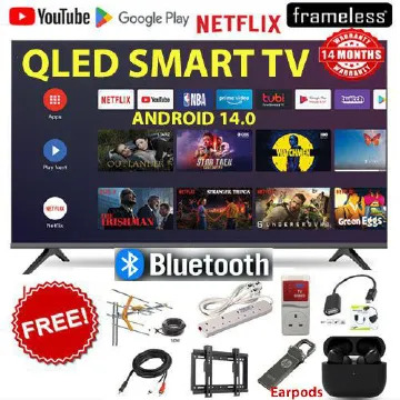 [ SPECIAL OFFER!!! ] VITRON 43 inch Smart TV QLED HTC4300QFS,BLUETOOTH-ENABLED,FRAMELESS ,FRAMELESS Smart Android 14.0 TV ,DECODER-INBUILT,Netflix,Youtube,Playstore +8 FREE EXTRA GIFTS