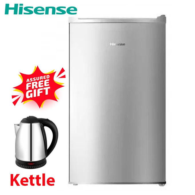 Hisense REF094DR 94L Single Door Fridge ,Silver Mini Refrigerator, Energy Saving, Low Noise, Compact Home Fridge+KETTLE