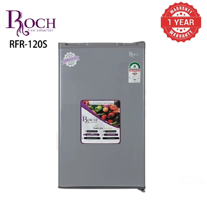 Roch RFR-120S-M Single Door Refrigerator - 90 Litres - Silver - (5-Year Compressor Warranty)