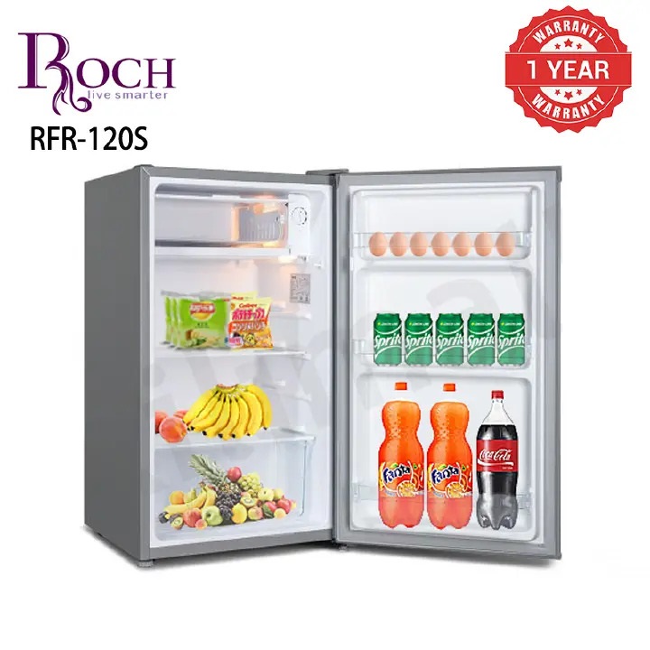 Roch RFR-120S-M Single Door Refrigerator - 90 Litres - Silver - (5-Year Compressor Warranty)