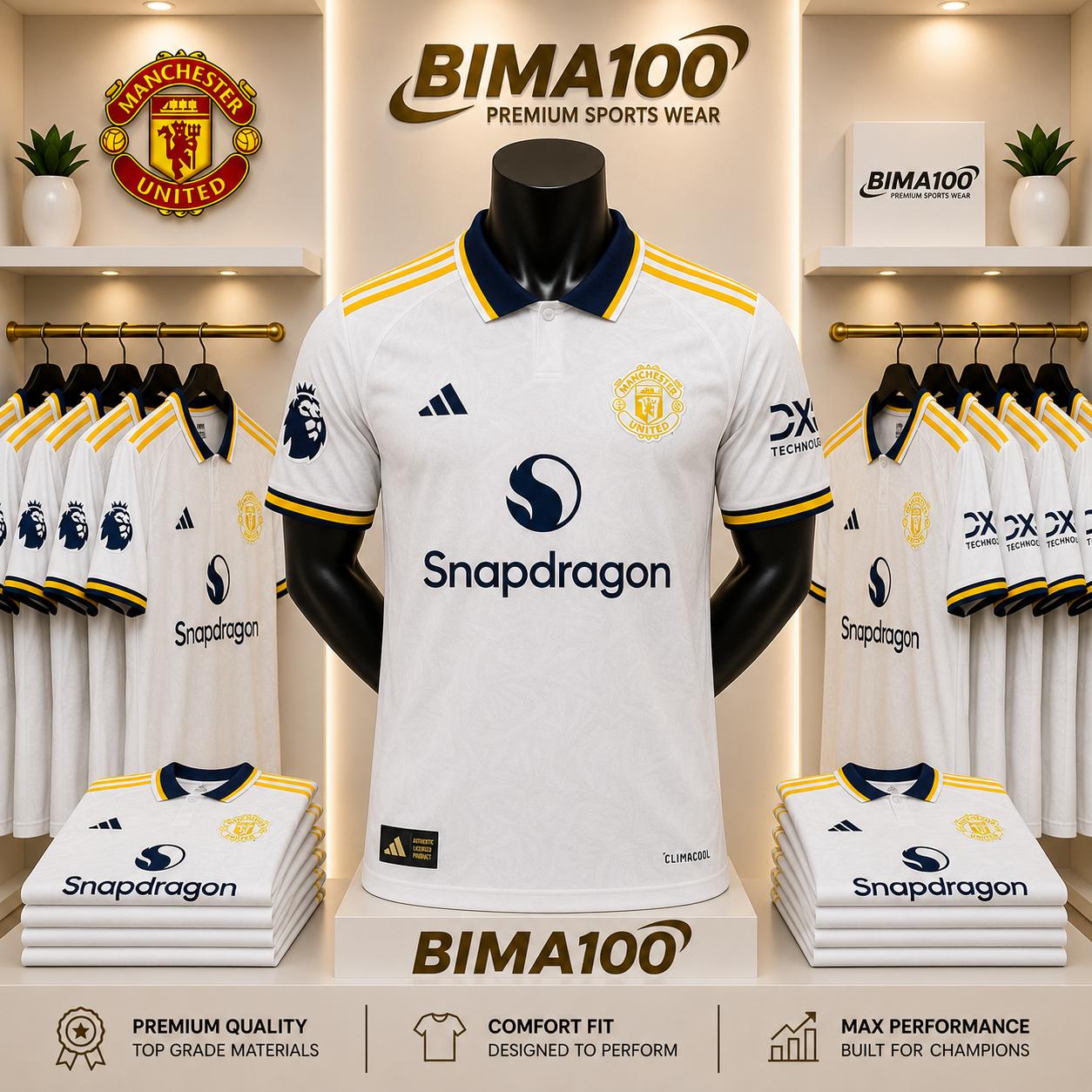 New Season Polo-Style Jersey Featuring Blue and Yellow Trim On The Collar and Shoulders|Fan Collection Football Jersey.