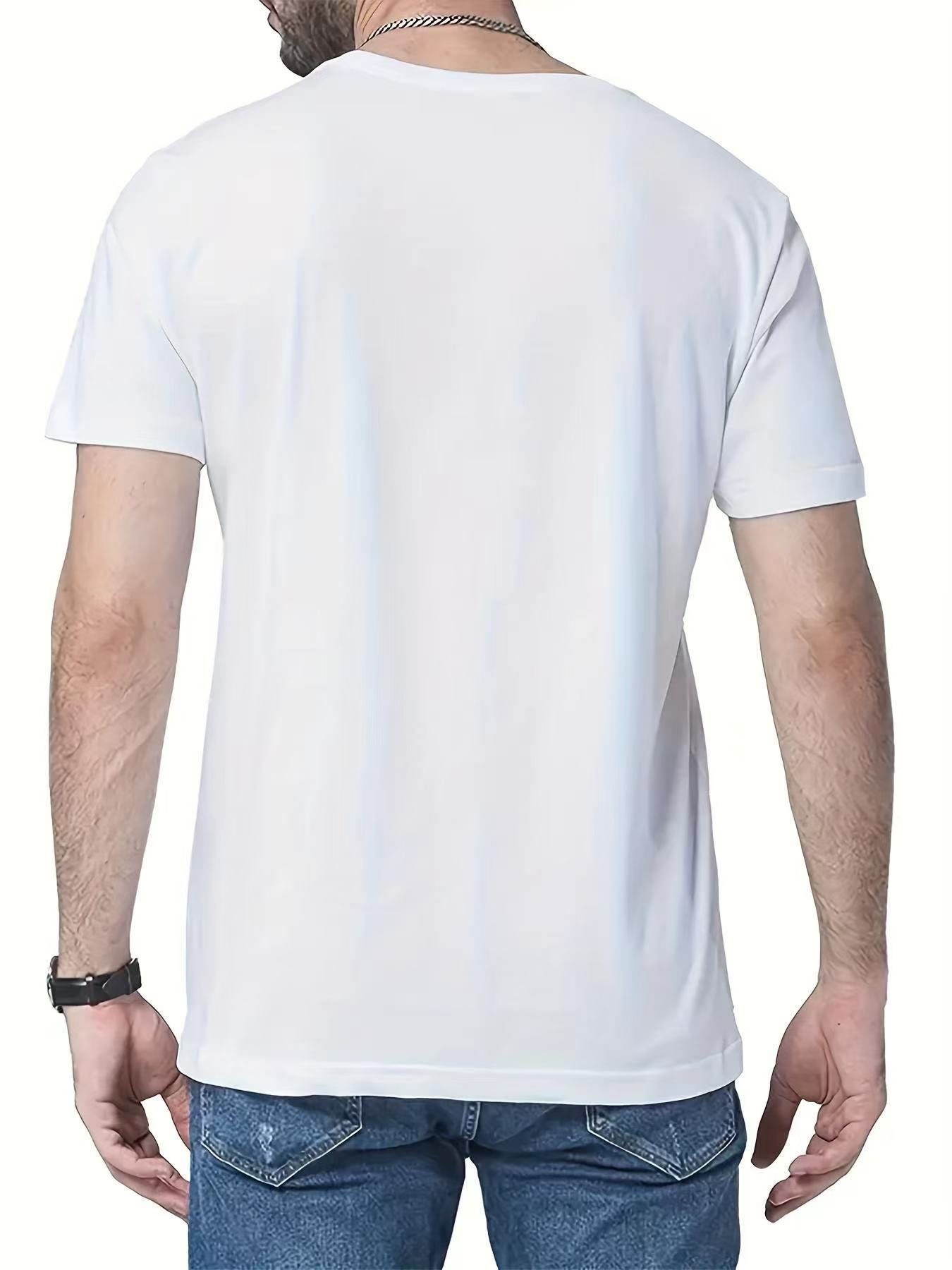 2026 Men's Summer Casual Printed Short-Sleeved Loose T-Shirt Breathable Plain Round Neck Knitted Fabric 260 Grams Weight