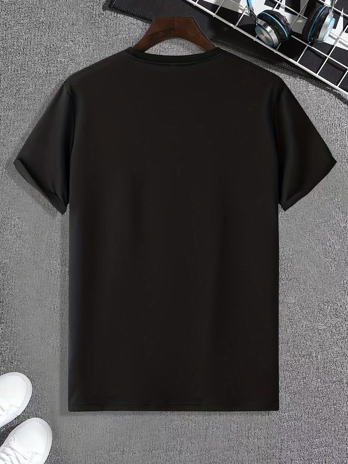 2026 Men's Summer Casual Printed Short-Sleeved Loose T-Shirt Breathable Plain Round Neck Knitted Fabric 260 Grams Weight