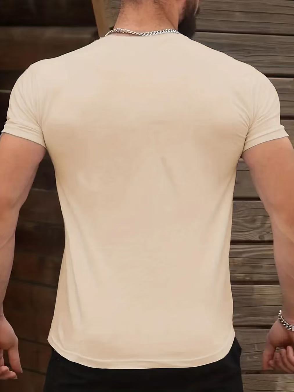 2026 Men's Summer Casual Printed Short-Sleeved Loose T-Shirt Breathable Plain Round Neck Knitted Fabric 260 Grams Weight
