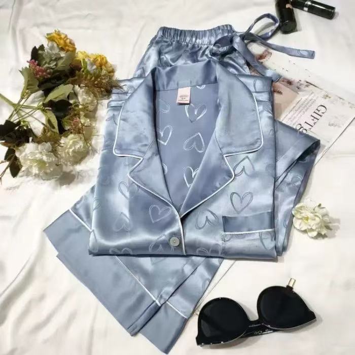 2026 Pajamas Women Loose Thin Simple Ice Suit Advanced Sense Women's Sleepwear Pajamas of Summer Home Wear