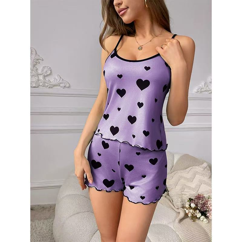 2026 European American Style Lightweight Letter Pattern Women's Pajamas Sexy Wearable Thin Strap High-Rise Summer
