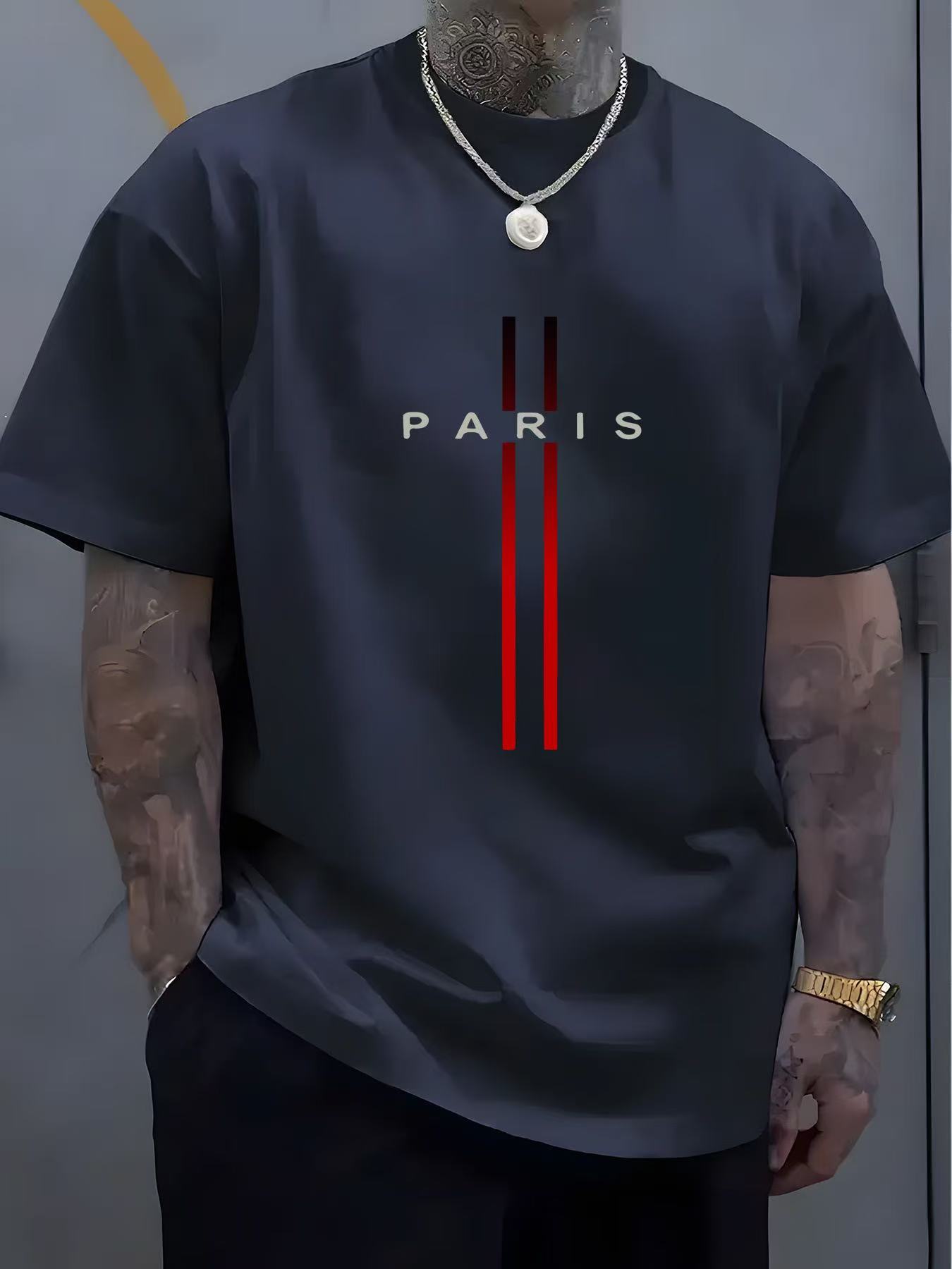 2026 Men's Summer Casual Printed Short-Sleeved Loose T-Shirt Breathable Plain Round Neck Knitted Fabric 260 Grams Weight