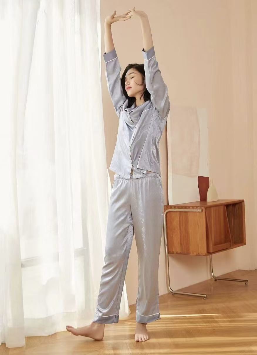 2026 Pajamas Women Loose Thin Simple Ice Suit Advanced Sense Women's Sleepwear Pajamas of Summer Home Wear