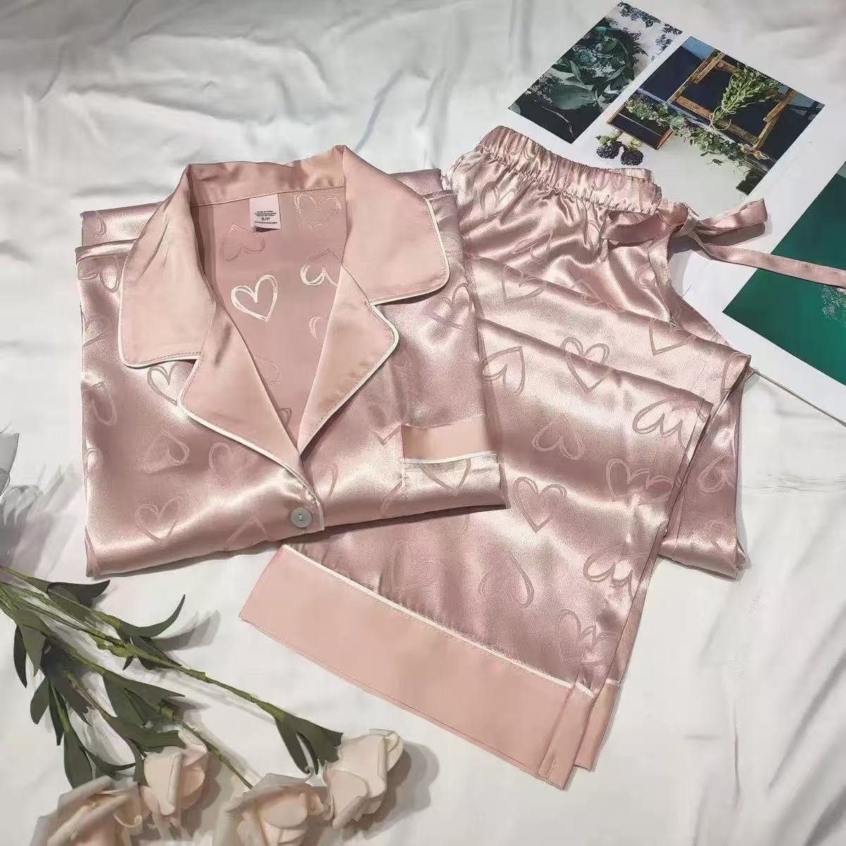 2026 Pajamas Women Loose Thin Simple Ice Suit Advanced Sense Women's Sleepwear Pajamas of Summer Home Wear