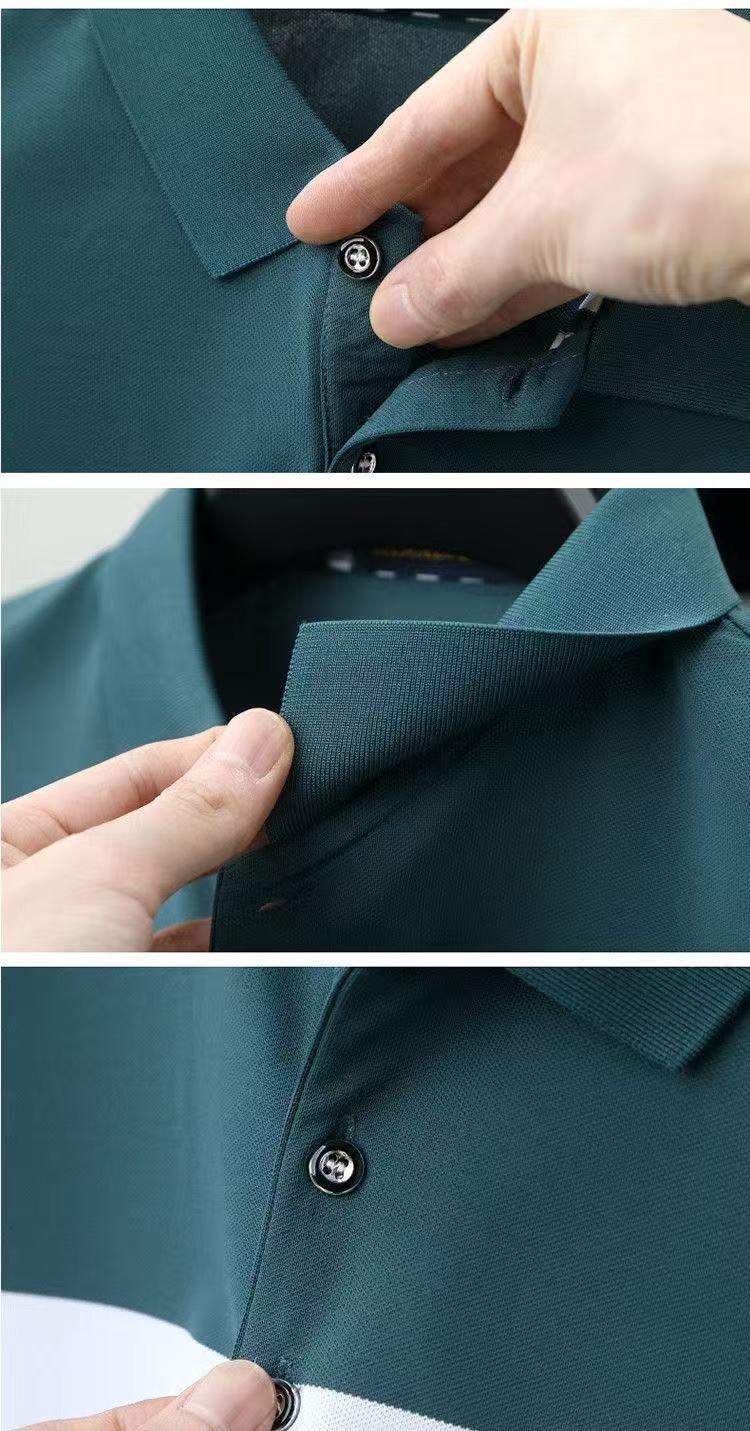 2026 High-grade Ice Silk Pearl Polyester Men's Short-sleeved Shirt Breathable Thin Summer Striped Machine Washable Wear-Resistant