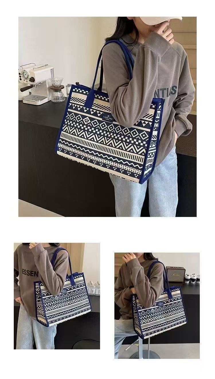 2026 New Casual Commuting Canvas Hand-held Shopping Lightweight Single-shoulder Large-capacity Tote Bag for Women