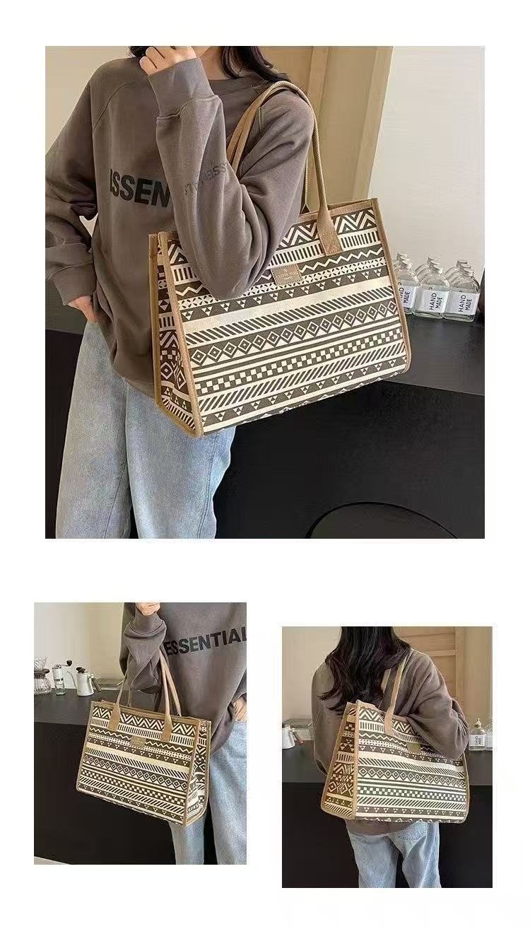 2026 New Casual Commuting Canvas Hand-held Shopping Lightweight Single-shoulder Large-capacity Tote Bag for Women