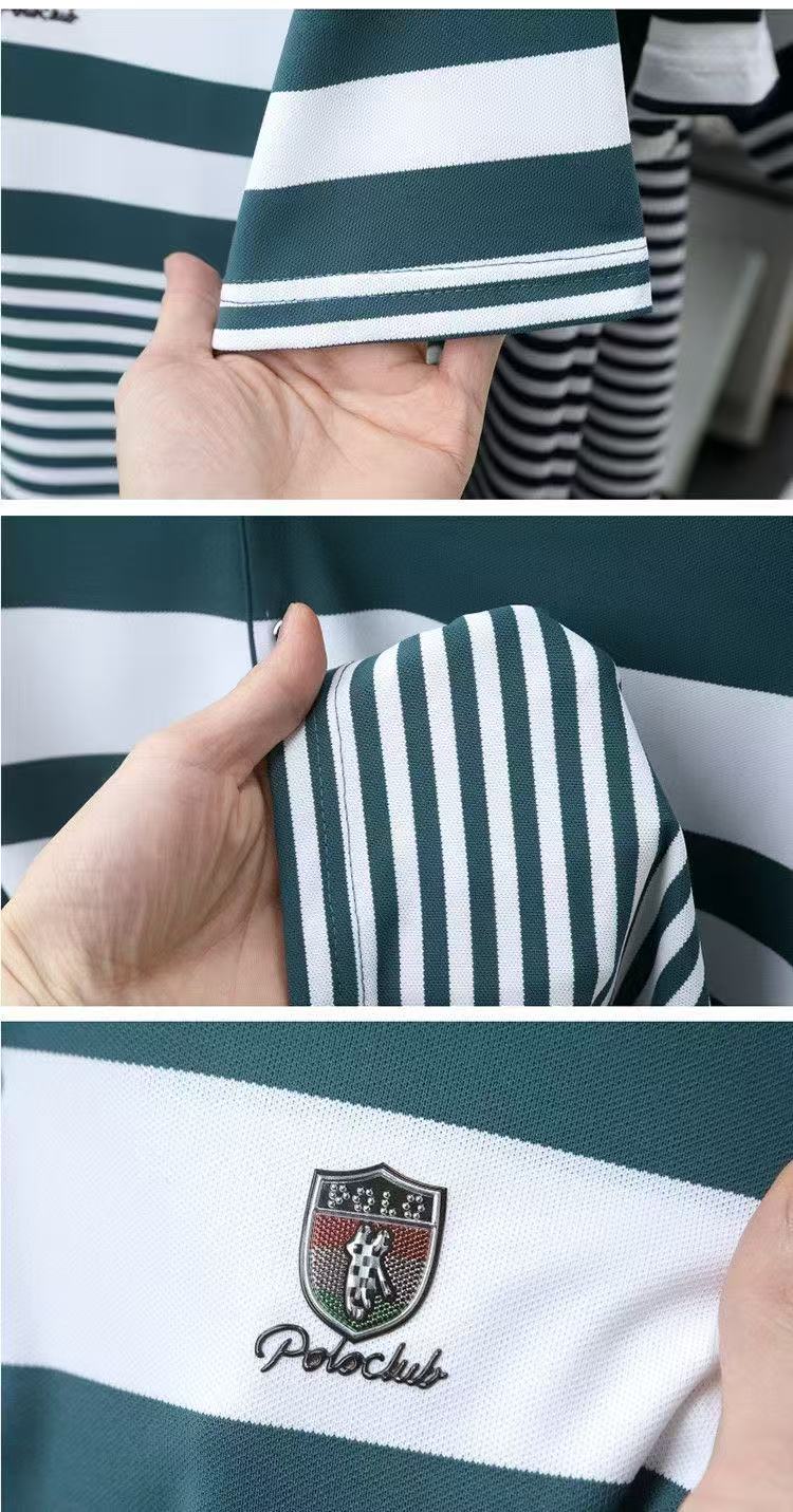 2026 High-grade Ice Silk Pearl Polyester Men's Short-sleeved Shirt Breathable Thin Summer Striped Machine Washable Wear-Resistant