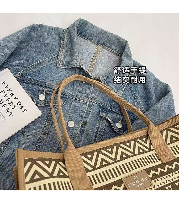 2026 New Casual Commuting Canvas Hand-held Shopping Lightweight Single-shoulder Large-capacity Tote Bag for Women
