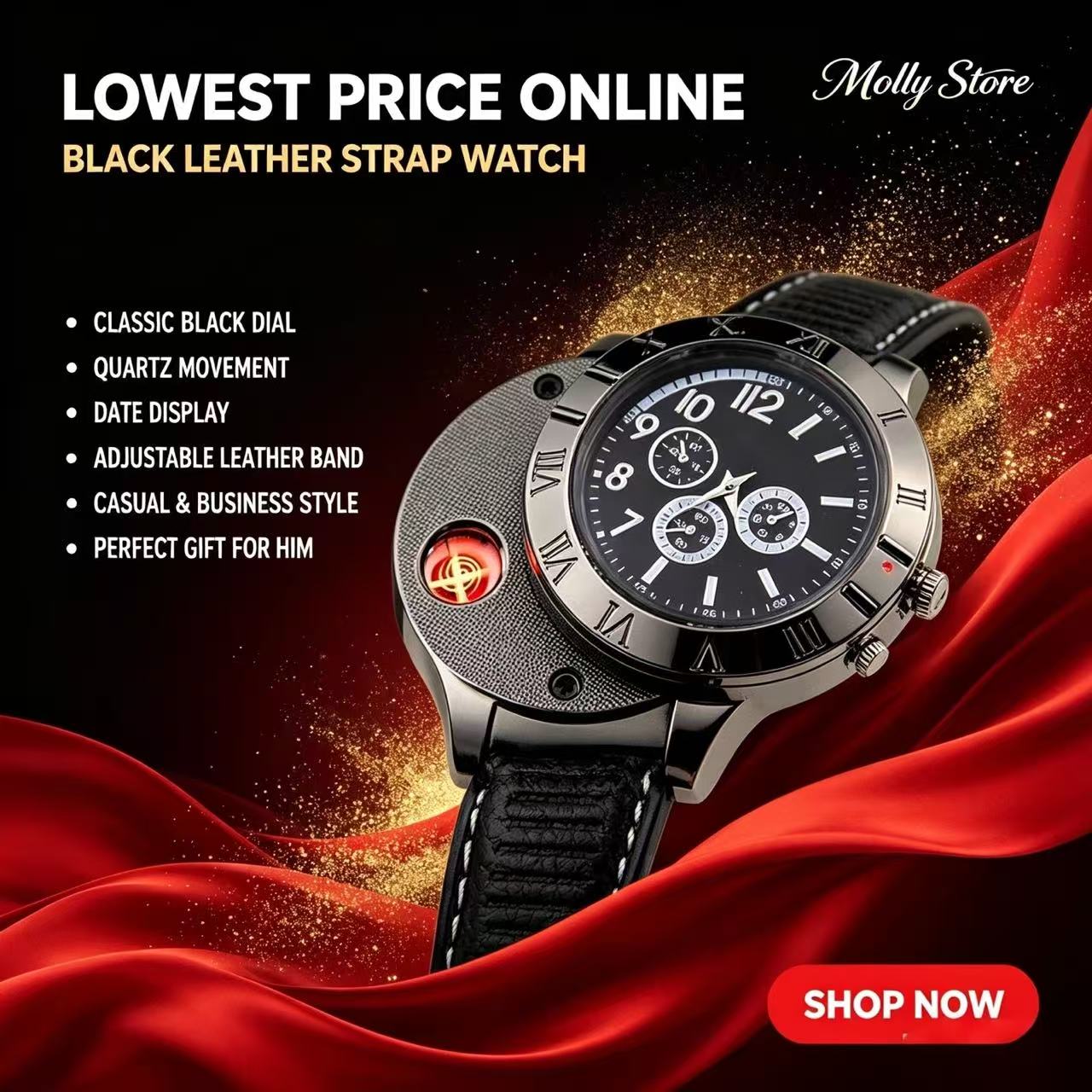 1 PCS Military Lighter Electronic Watch Windproof Flameless Cigarette Men Lighter Watches Men Watch