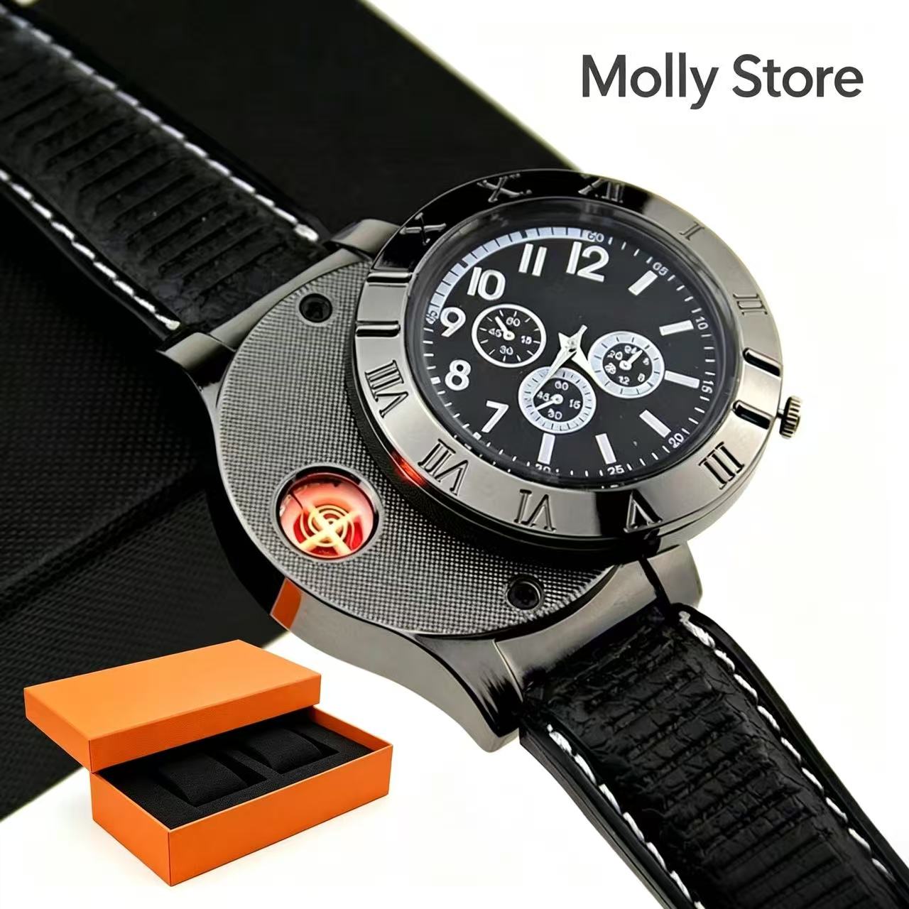 1 PCS Military Lighter Electronic Watch Windproof Flameless Cigarette Men Lighter Watches Men Watch
