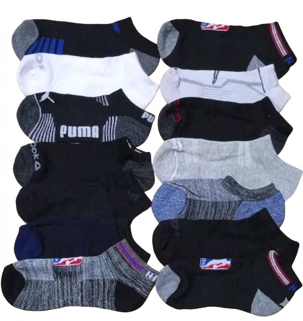 12 Pairs of Unisex Ankle Socks available In Mixed Designs