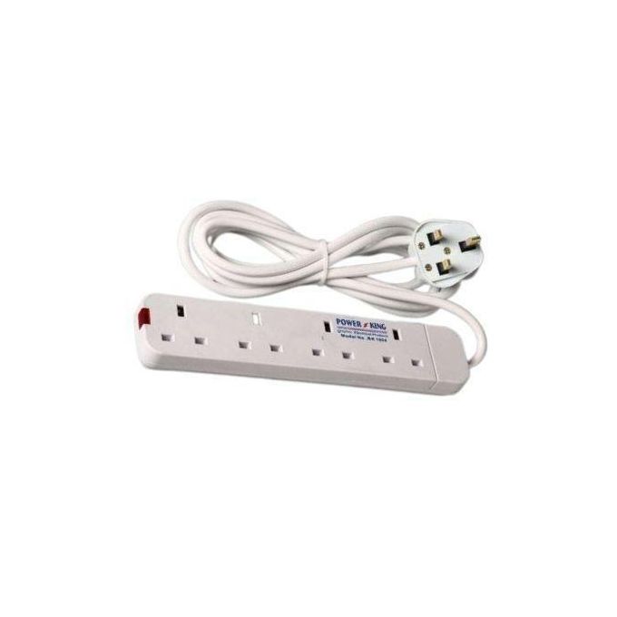 [ TODAY CLEARANCE OFFER ]Power King Commercial & Home Best 4 Way Power Extension With Long Cable // Power extenson - White