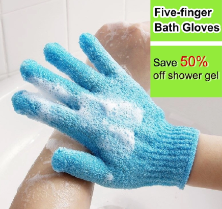 2pcs Five Finger Bathing Gloves Bathing gloves Male and Female No Pain Whole Body Rubbing Mud Rubbing Back Rubbing Bathing Gloves Frosted Gloves Bathing God Tool Rubbing Back