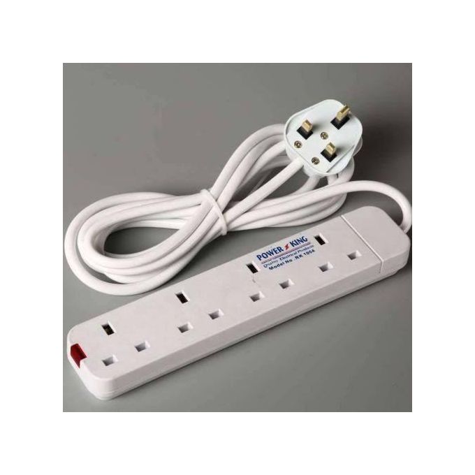 [ TODAY CLEARANCE OFFER ]Power King Commercial & Home Best 4 Way Power Extension With Long Cable // Power extenson - White