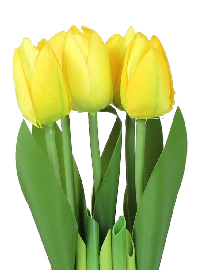 6pcs Artificial Tulip Bouquet – Wrapped Sisal Rope Flower Bundle for Table & Shelf Decor – Faux Tulips Home, Office & Event Decoration.