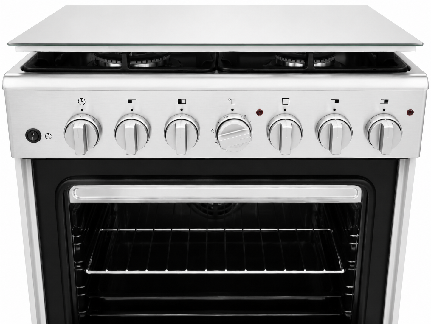 Haier 60x60cm 3 Gas + 1 Electric Rapid Plate Cooker With Wok Burner, Electric Turbo Fan Oven, Flame Failure Safety, Auto Ignition, Heavy Cast Iron Grills, HCR2031EES