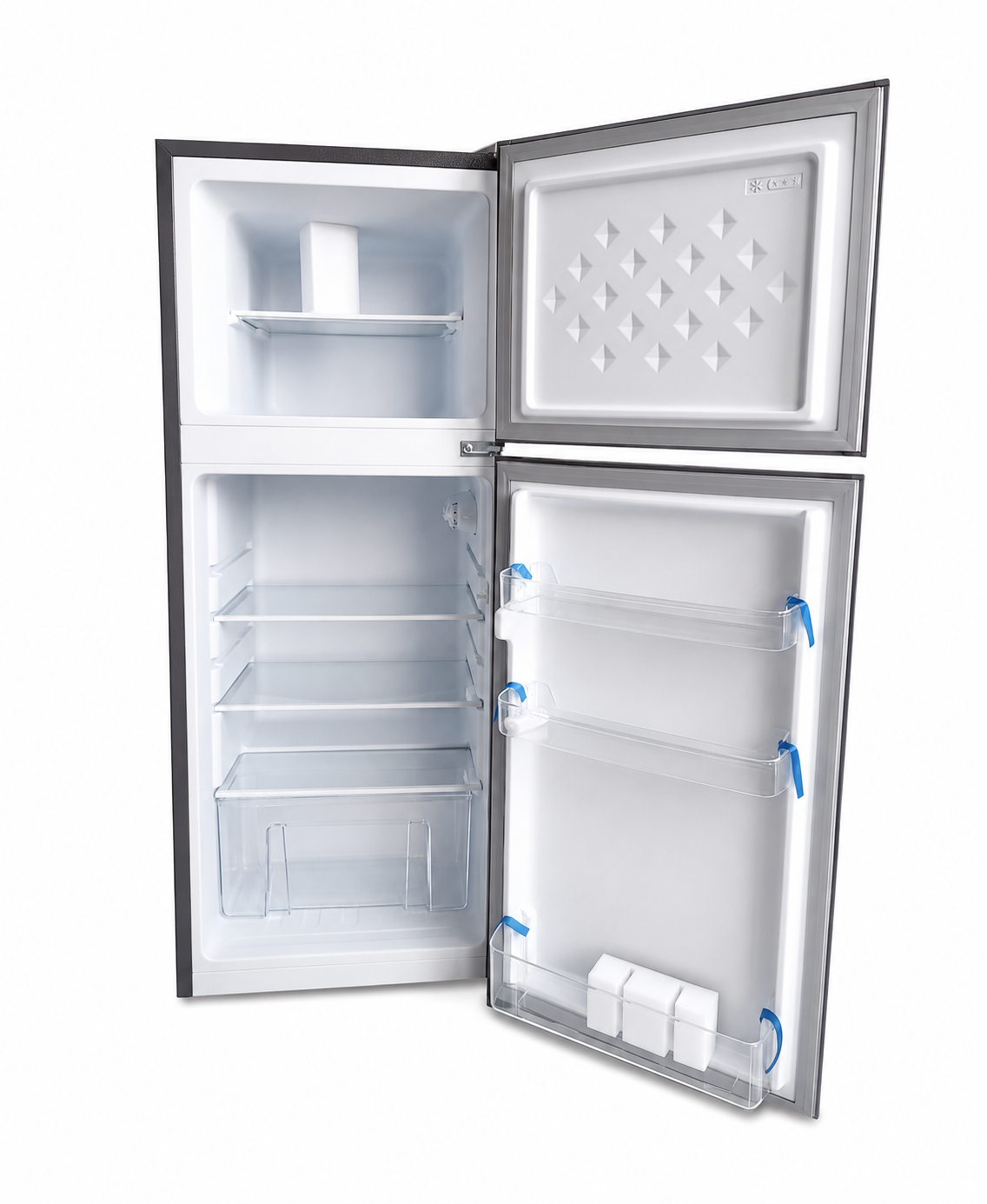 Roch Fridge RFR-140DT 112L Double Door Refrigerator – Top Mount Freezer, Energy Saving, LED Light