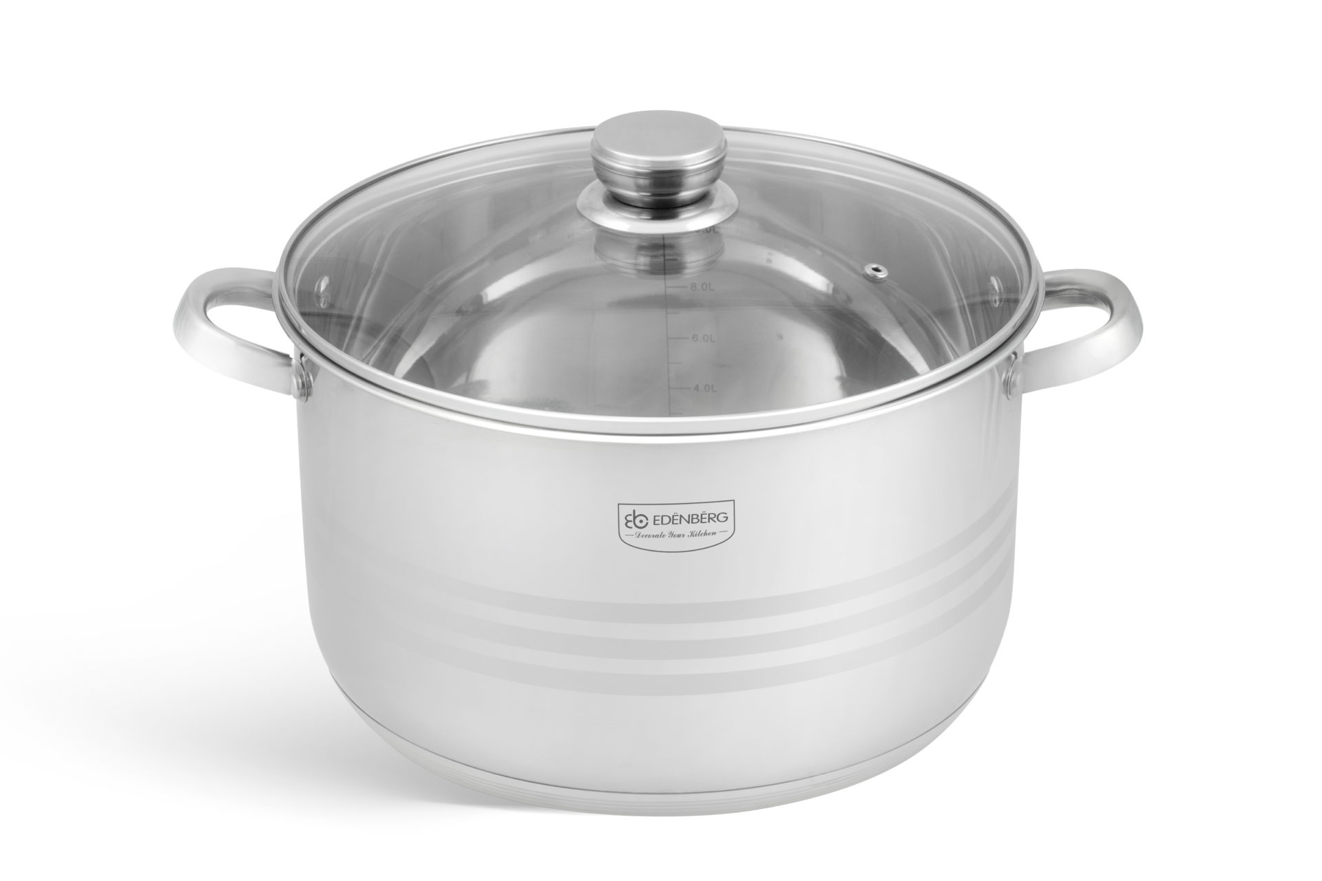 Edenberg Cooking Pot EB-3025 Stainless Steel  27.6L – 40cm – 5-Layer Base – Glass Lid – Induction Compatible