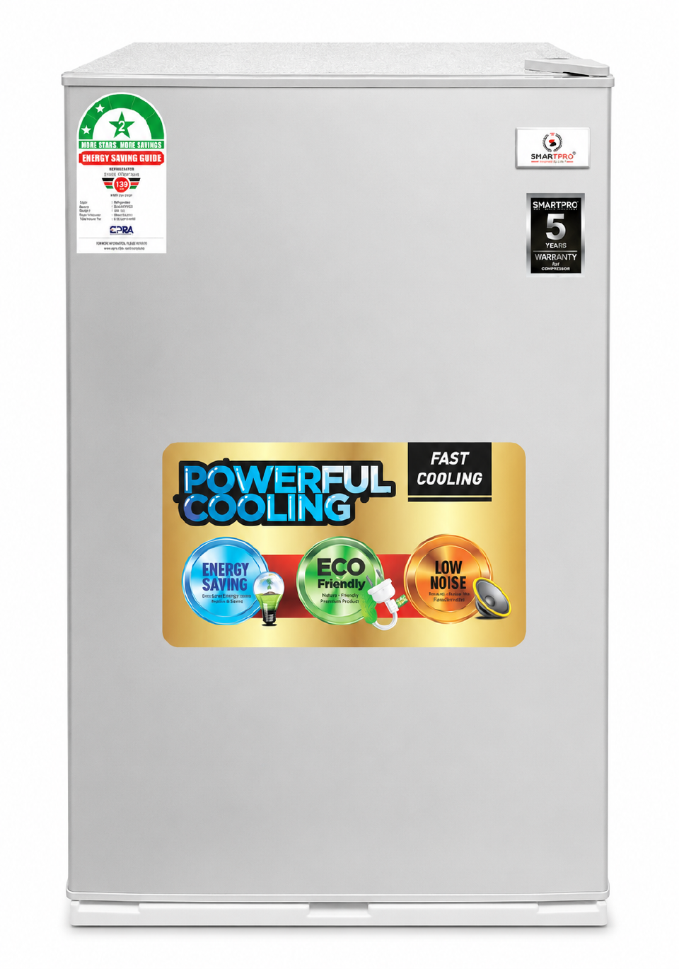 Smartpro  SFR-120-DT-I Single Door Refrigerator, Powerful Cooling, Energy Saving 90 Litres - Silver (5YR WRTY).