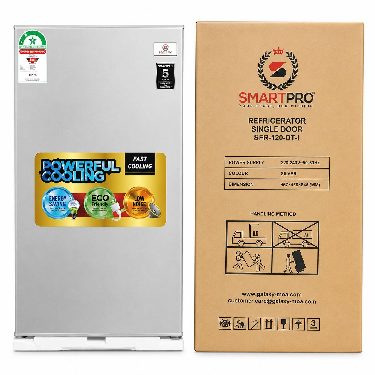 Smartpro  SFR-120-DT-I Single Door Refrigerator, Powerful Cooling, Energy Saving 90 Litres - Silver (5YR WRTY).