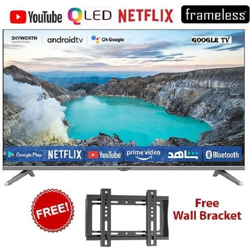 Skyworth TV  43Q5 43" inches Smart Android QLED TV, 2K FULL HD TV, HDR 10 Google TV Television, Frameless, Bluetooth Enabled Netflix YouTube Inbuilt Decoder, + Free TV Guard+Bracket