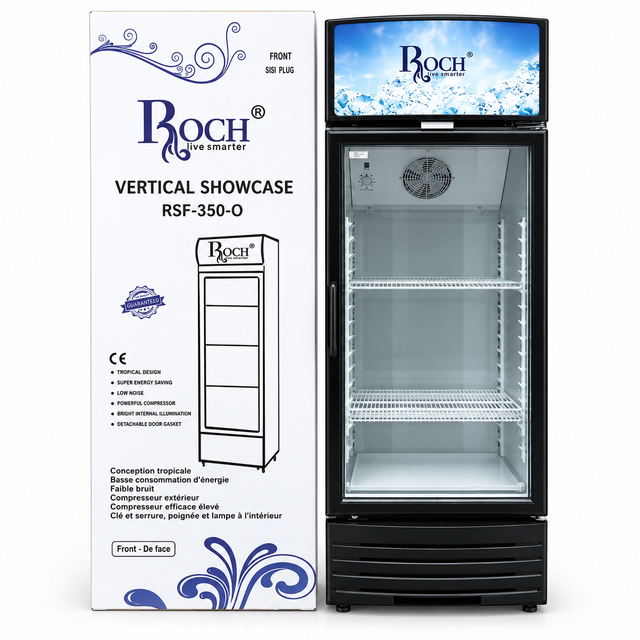 ROCH Vertical Showcase Chiller 279L RSF-350-O – Single Glass Door Display Fridge