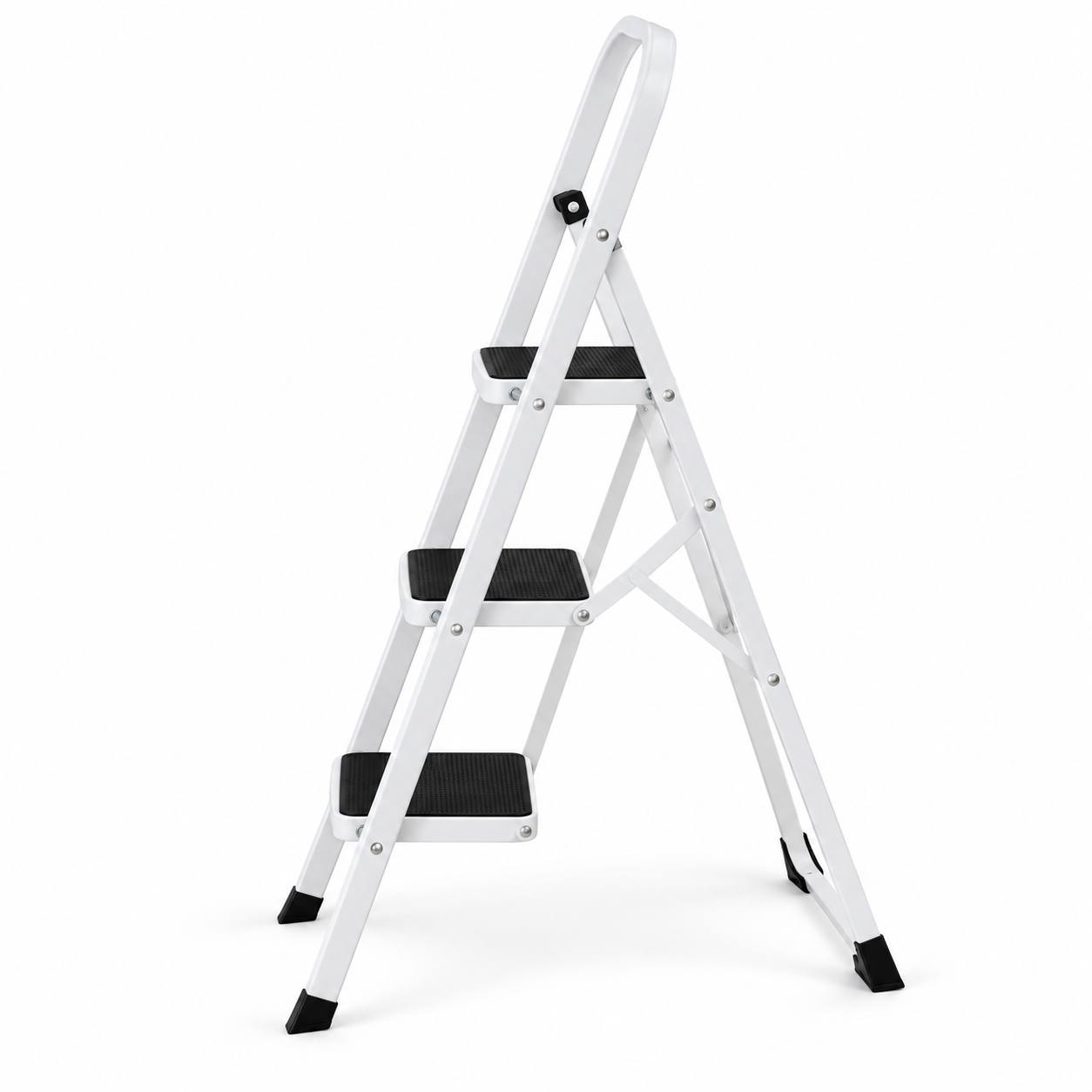 TLAC Foldable Steel Ladder GD-SL02P – White, Heavy-Duty Multipurpose Household Step Ladder