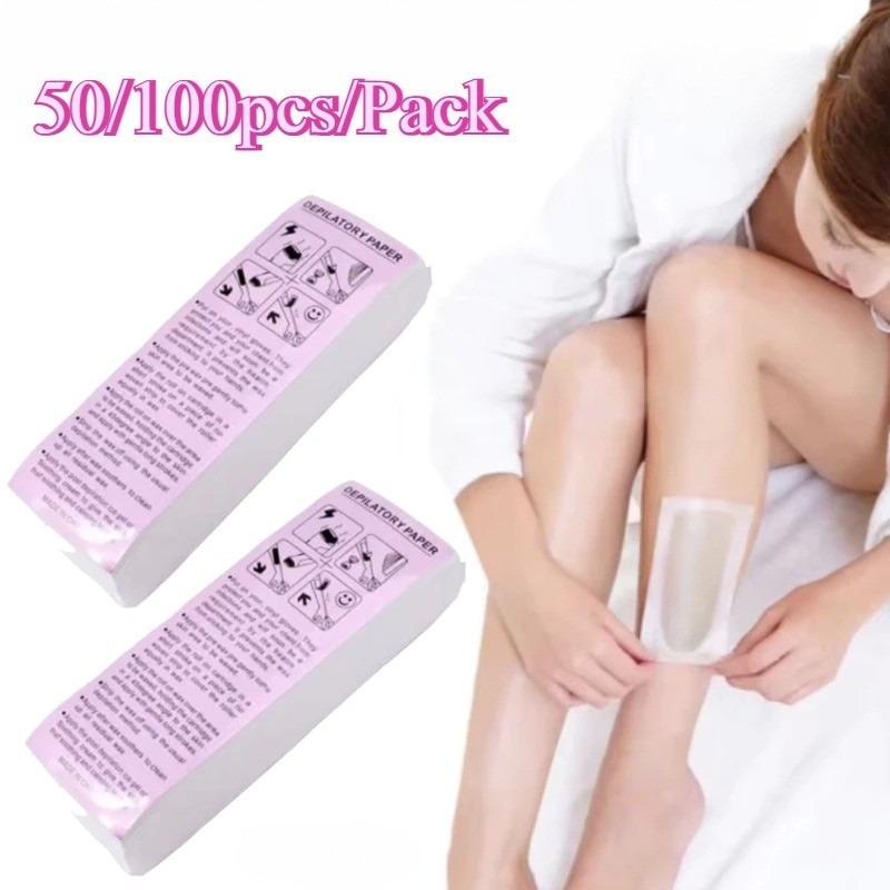 Depilatory Paper,100 Sheet Hair Removal Wax Paper Strips ,Disposable Professional Hair Removal Tool Non-woven Waxing Strips  Hair Removal Tool Depilatory Paper Removal Wax Strips Pad Shaving Waxing -